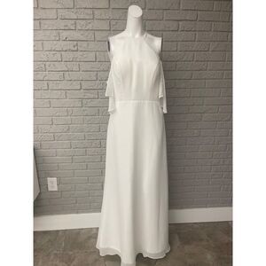 JJ’s House White Chiffon Gown Size 8 NWT